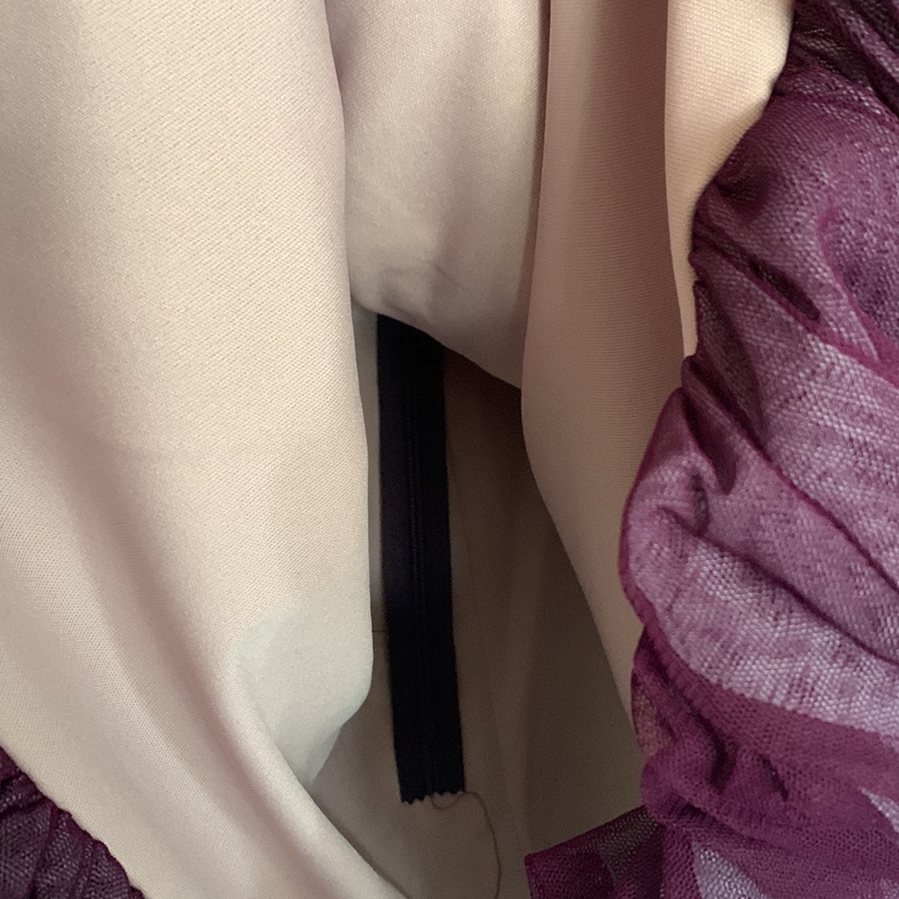 Burgundy Sheer Over Pink Special Occasion Dress, Junior L - Picture 6 of 8